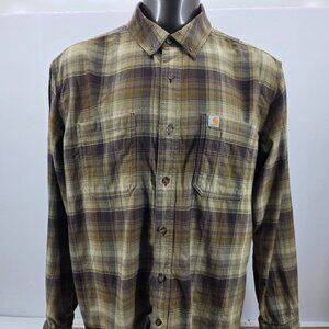 103820 Carhartt Men's sz XL Rugged Flex Hamilton Plaid Long Sleeve Flannel Shirt